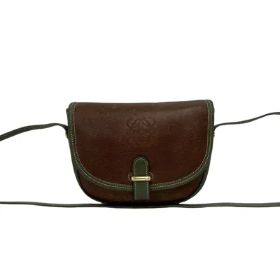 Pre-owned Loewe Brown Green Leather Pochette Shoulder Bag () In Brown, Green