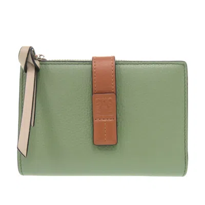 Pre-owned Loewe Brown Green Leather Wallet (bi-fold) () In Multi
