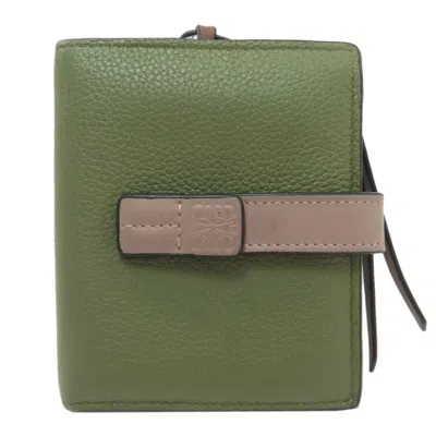 Pre-owned Loewe Brown Green Leather Wallet (bi-fold) () In Multi