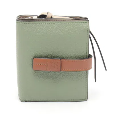Pre-owned Loewe Brown Green Leather Wallet (bi-fold) () In Multi