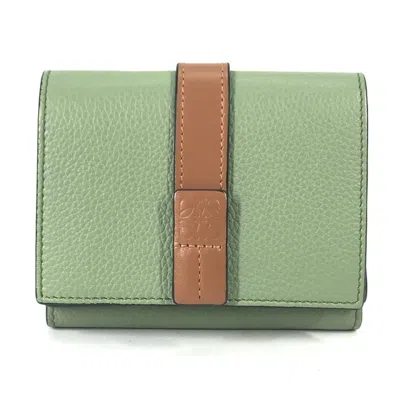 Pre-owned Loewe Brown Green Leather Wallet (tri-fold) () In Multi