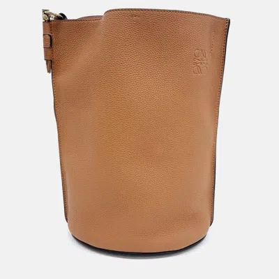 Pre-owned Loewe Brown Leather Gate Anagram Bucket Bag