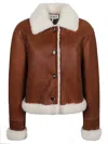 Loewe Shearling Leather Jacket In Brown