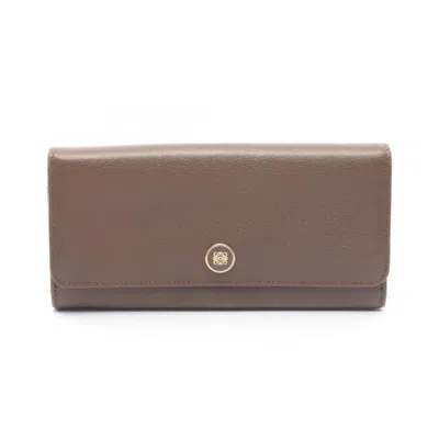 Pre-owned Loewe Brown Leather Long Wallet (bi-fold) ()