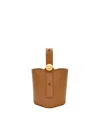 Loewe Pebble Mini Leather Bucket Bag In Brown