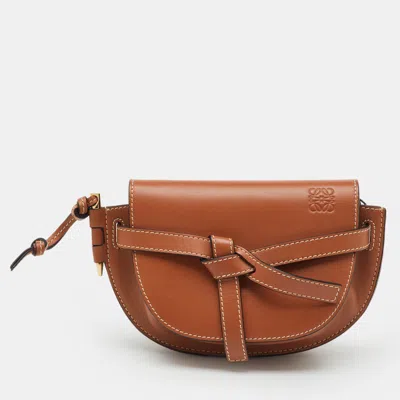 Pre-owned Loewe Brown Leather Mini Gate Dual Bag