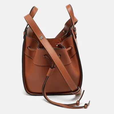 Pre-owned Loewe Brown Leather Mini Hammock Drawstring Bag