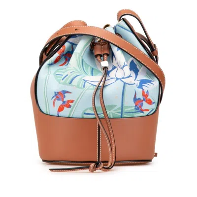 Pre-owned Loewe Brown Light Blue Canvas Leather Shoulder Bag ()