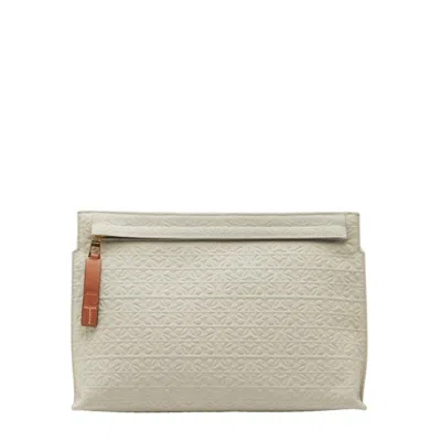 Pre-owned Loewe Brown Light Green Canvas Leather Clutch Bag Pouch ()