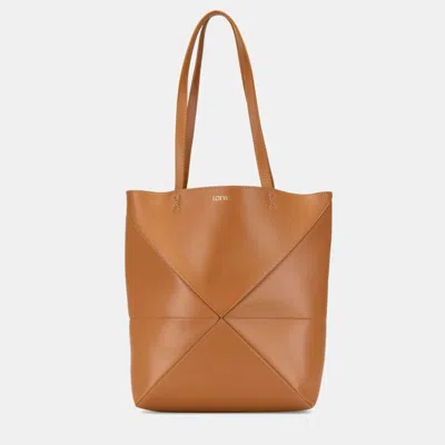 Pre-owned Loewe Brown Medium Shiny Calfskin Puzzle Fold Tote