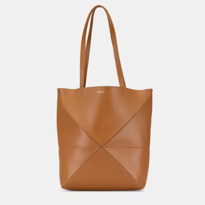 Pre-owned Loewe Brown Medium Shiny Calfskin Puzzle Fold Tote