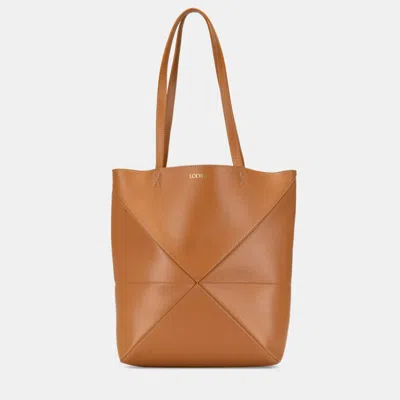 Pre-owned Loewe Brown Medium Shiny Calfskin Puzzle Fold Tote