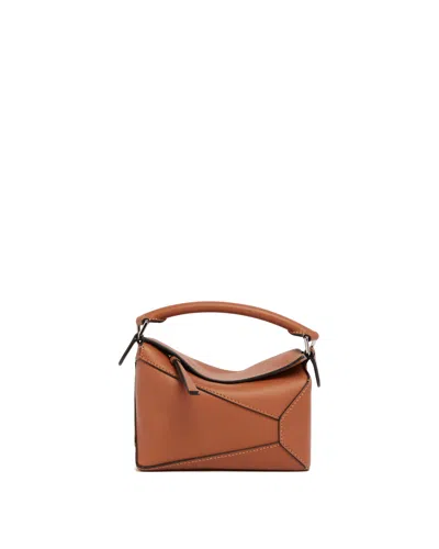 Loewe Puzzle Edge Small Shoulder Bag In Calfskin Leather In Toffee