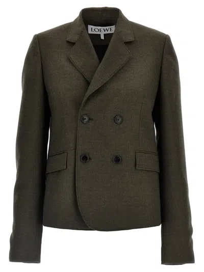 LOEWE BROWN MLANGE TWILL BLAZER