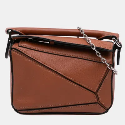 Pre-owned Loewe Brown Nano Calfskin Puzzle Satchel