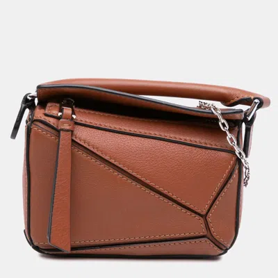 Pre-owned Loewe Brown Nano Calfskin Puzzle Satchel