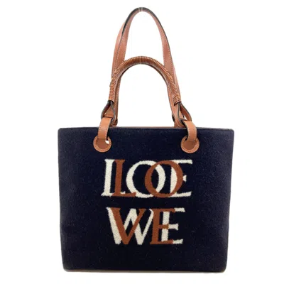 Pre-owned Loewe Brown Navy Wool Tote Bag () In Brown, Navy