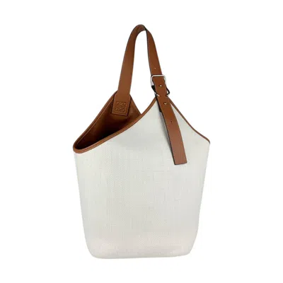 Pre-owned Loewe Brown Off-white Canvas Leather Shoulder Bag ()