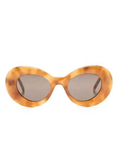 Loewe Brown Oval Frame Tinted Sunglasses In Neutrals
