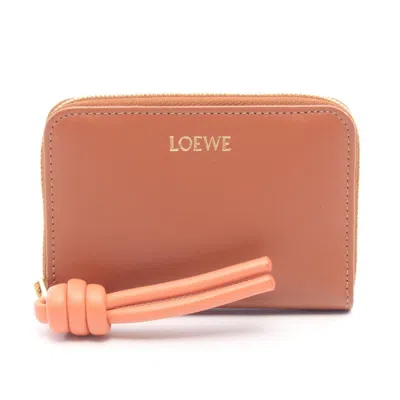 Pre-owned Loewe Brown Pink Leather Coin Purse/coin Case () In Brown, Pink