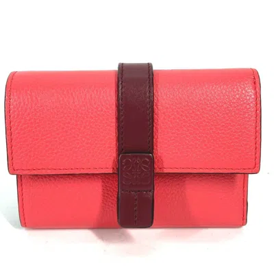 Pre-owned Loewe Brown Pink Leather Wallet (tri-fold) () In Multi