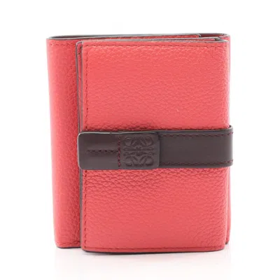 Pre-owned Loewe Brown Pink Leather Wallet (tri-fold) () In Multi