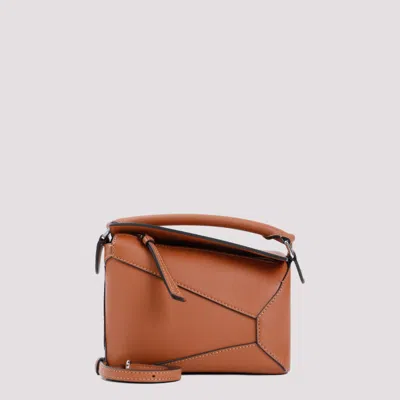 Loewe Brown Puzzle Mini Crossbody Bag In Bronze