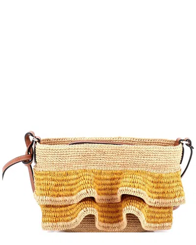 Loewe Brown Raffia Paula's Ibiza Ruffle Pochette Crossbody Woven (authentic  Pre-loved)