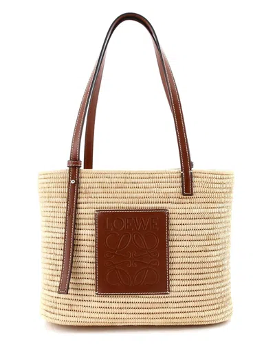 Loewe Brown Raffia Square Basket Tote Small (authentic Pre-loved)