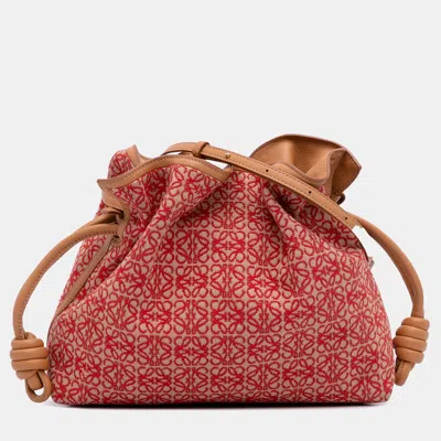 Pre-owned Loewe Brown Red Anagram Canvas Flamenco Knot Clutch