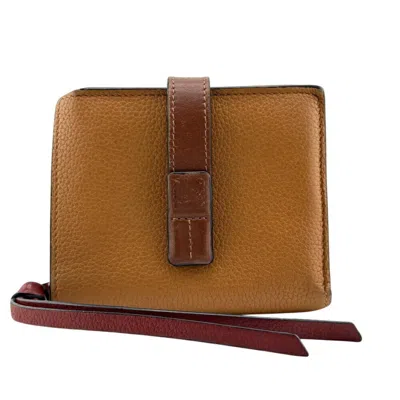 Pre-owned Loewe Brown Red Color Leather Wallet (bi-fold) () In Multi