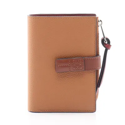 Pre-owned Loewe Brown Red Color Leather Wallet (bi-fold) () In Brown, Red Color