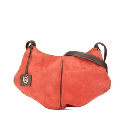 Pre-owned Loewe Brown Red Color Suede Leather Shoulder Bag ()