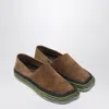 Loewe Brown Rio Slippers In Suede And Raffia