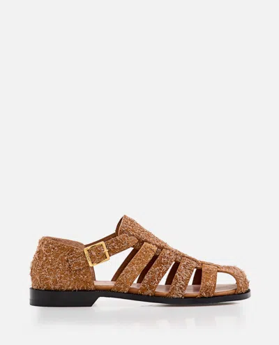 LOEWE BROWN ROUND TOE SANDALS