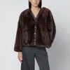 Loewe Shearling Cardigan In Brown