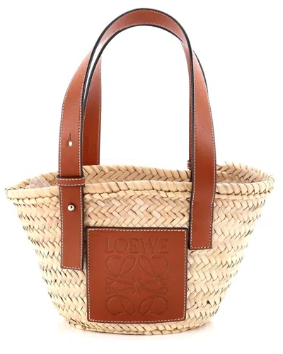 Loewe Brown Sheep Leather Basket Tote Small (authentic Pre-loved)