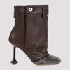 LOEWE BROWN SHITAKE LAMB LEATHER TOY STRASSED ANKLE BOOT