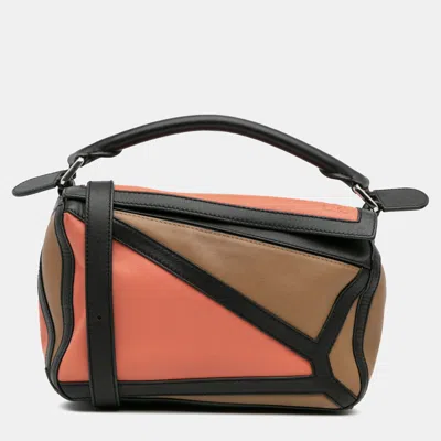 Pre-owned Loewe Brown Small Calfskin Graphic Puzzle Satchel