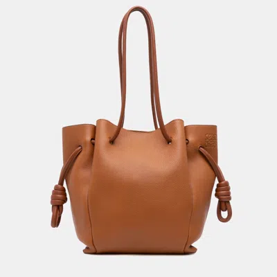 Pre-owned Loewe Brown Small Leather Flamenco Knot Tote