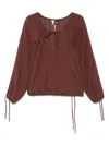 Loewe Brown Solid Round Neck Top In Brown