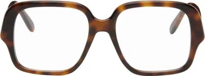 Loewe Brown Square Slim Glasses In Dark Havana