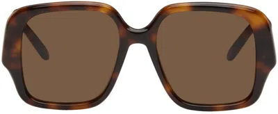 Loewe Brown Square Slim Sunglasses In Dark Havana/brown