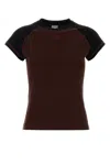 Loewe Cotton Blend T-shirt Featuring Contrast Sleeves In Brown