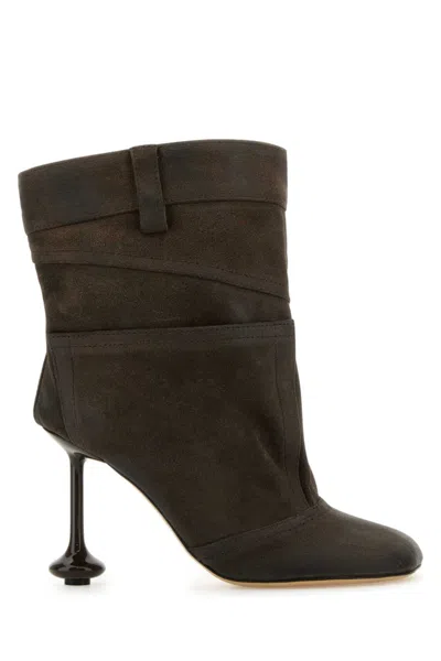 LOEWE BROWN SUEDE ANKLE BOOTS