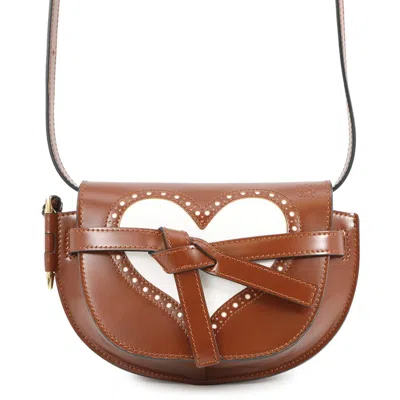 Pre-owned Loewe Brown White Leather Shoulder Bag () In Multi