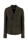 Loewe Wool Double-breasted Jacket In Brown