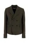 Loewe Wool Double-breasted Jacket In Darkmossmelange