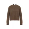 Loewe V Neck Cable Knit Sweater Ribbed Cuffs Hem In Brown
