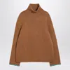 Loewe Mens Tan Turtleneck Knitted Wool Sweater In Brown